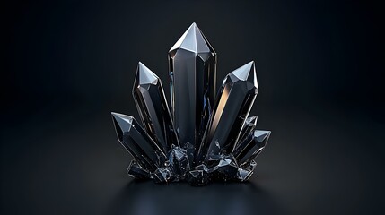 Poster - Sleek Abstract Crystal Design, an intricate formation of shimmering facets and fluid shapes, evoking elegance and modernity in a minimalist style.