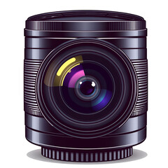 Camera lens isolated on white background, vector illustration