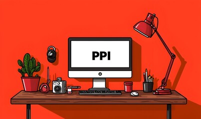 Poster - Minimalist Screen Display Art, a sleek flat illustration showcasing a modern digital interface with simple shapes and vibrant colors.