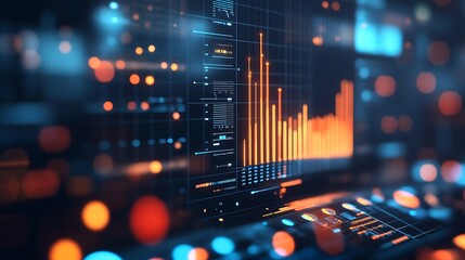 Digital screen displaying data visualizations background