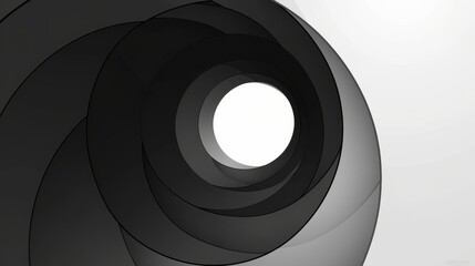 Poster - Abstract spiral in shades of black and gray, conveying depth and infinity.