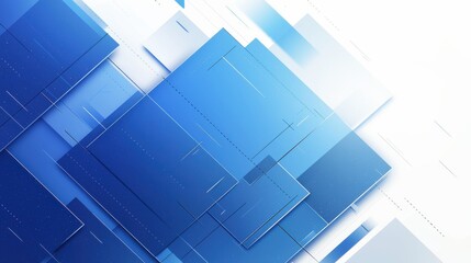 Poster - Abstract blue geometric shapes overlapping, creating a modern digital background with a sense of depth and movement.