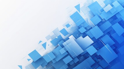 Poster - A dynamic array of blue geometric shapes creating a modern abstract background.