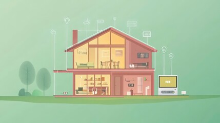 Poster - Concept of smart homes, emphasizing the use of connected devices and home automation