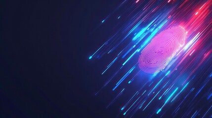 Aufkleber - A vibrant digital fingerprint surrounded by glowing streaks, symbolizing identity and technology.