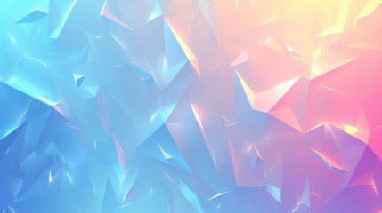 Poster - Abstract digital art featuring sharp crystal-like shapes in vibrant blue and pink shades.