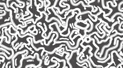 Poster - Abstract black and white pattern showcasing intricate, flowing lines creating a dynamic texture.