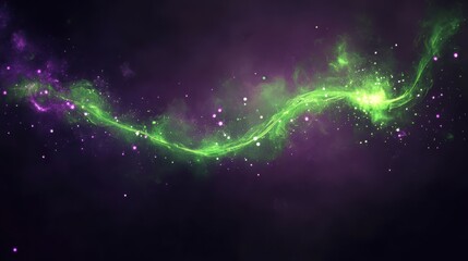 Wall Mural - magic spell game with a neon green light trail on dark background. the magic spell game is accompani