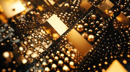 Aufkleber - A close-up view of intricate golden geometric shapes and textures.