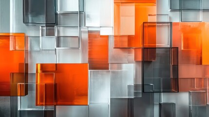 Aufkleber - Abstract composition of transparent and colored geometric shapes creating a modern aesthetic.