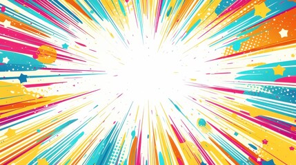 Poster - A vibrant burst of colors radiates outward, creating a dynamic and energetic design full of lively patterns.