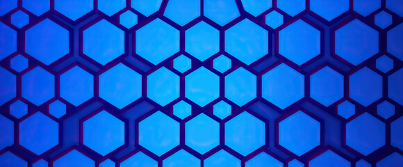Poster - blue hexagonal pattern digital grid futuristic technology inspired background structure connectivity