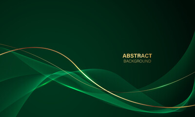 Poster - Abstract green gold light luxury wave curve with blank space for text place design modern creative background vector