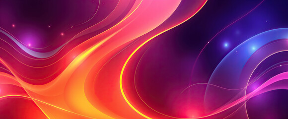 Poster - vibrant red purple pink gradient waves in fluid motion abstract energy movement futuristic digital art