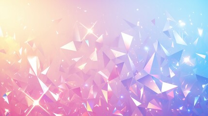 Wall Mural - A vibrant abstract background featuring shimmering pastel triangles in a gradient of pink and blue hues.