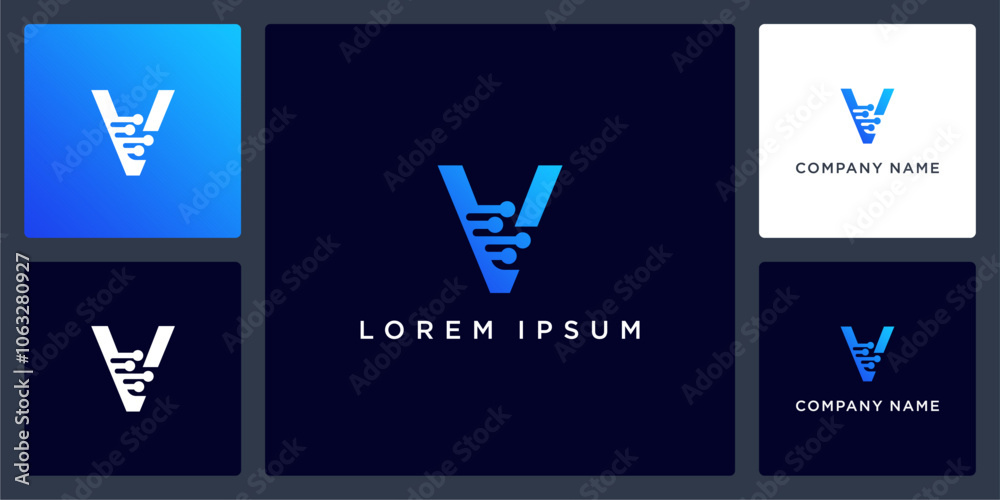 Letter V digital technology logo and icon editable Stock Vector | Adobe ...