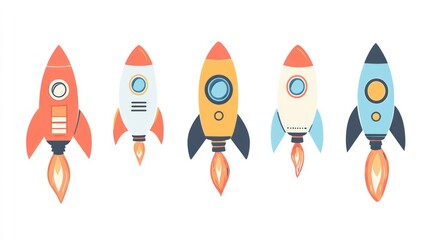 Poster - A collection of colorful cartoon rockets, symbolizing exploration and innovation.