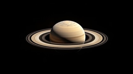 Poster - A stunning view of Saturn with its iconic rings against a black backdrop.