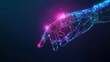 © Coosh448 - Index human finger presses on a chip or processor. Technology innovation concept. 3D low poly wireframe vector illustration. Abstract digital background. Computing tech bg. Robot hand touching chip