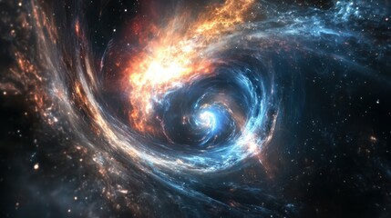 Spectacular Eternal Cascade in Cosmic Space Featuring Stellar Dust and Galactic Elements