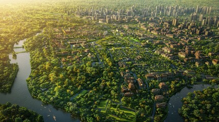 Poster - Sprawling green community with Digital smart city infrastructure and rapid data network.