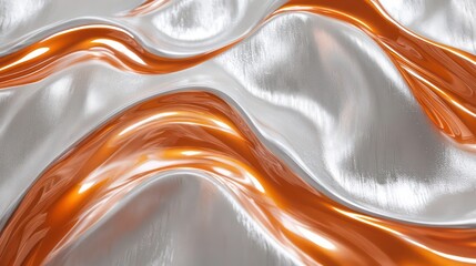Aufkleber - Abstract wavy patterns of silver and gold textures creating a dynamic visual effect.
