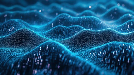 Waves of digital information concept - binare code waves background