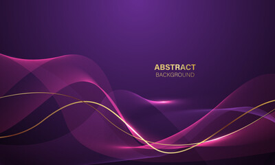 Poster - Abstract purple gold light luxury wave curve with blank space for text place design modern creative background vector