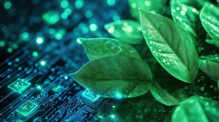 Aufkleber - Plant identifier. Botanic, ecology, green research abstract. electronics in green research.