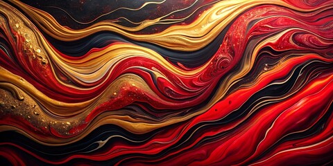 Wall Mural - Abstract Swirling Symphony of Crimson, Gold, and Black