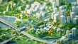 © ORG - Sustainable city planning infographic showing eco-friendly infrastructure, green spaces, and public transport data