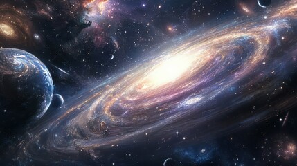 Wall Mural - swirling galaxies and stars in space,