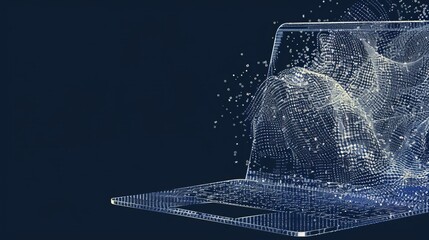 Aufkleber - This design showcases a laptop surrounded by abstract digital elements, illustrating a virtual tech environment with innovative features. Generative AI