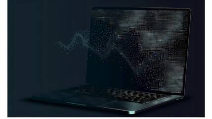 Aufkleber - A digital design features a laptop with an illuminated screen, displaying an abstract pattern, evoking innovation and creativity. Generative AI