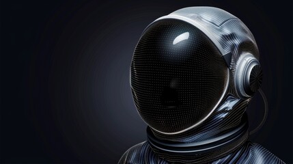 Fototapete - The design showcases a stylized astronaut's head with abstract patterns, emphasizing a cosmic and futuristic vibe in a dark setting. Generative AI
