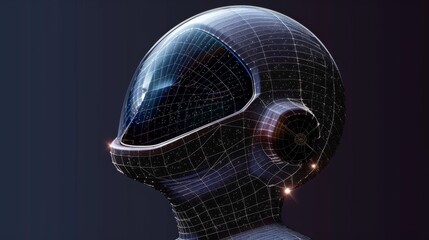 Poster - A striking abstract design showcases the head of an astronaut, highlighting futuristic elements and themes of space exploration amid a dark backdrop. Generative AI