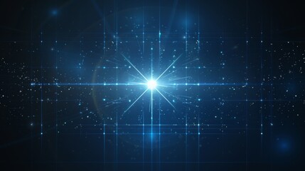 Fototapete - This striking artwork showcases a central bright star amidst a dark blue background, enhanced by an array of geometric designs. Generative AI