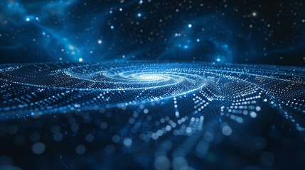 Aufkleber - This artwork features a mesmerizing abstract cosmic design characterized by swirling blue patterns and glowing elements reminiscent of the universe. Generative AI