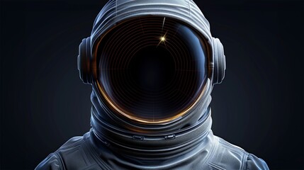 Fototapete - A visually striking close-up of an astronaut helmet, featuring intricate textures and a captivating play of light against a dark backdrop. Generative AI
