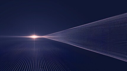 Aufkleber - A digital landscape with a bright line extending towards the horizon. Generative AI