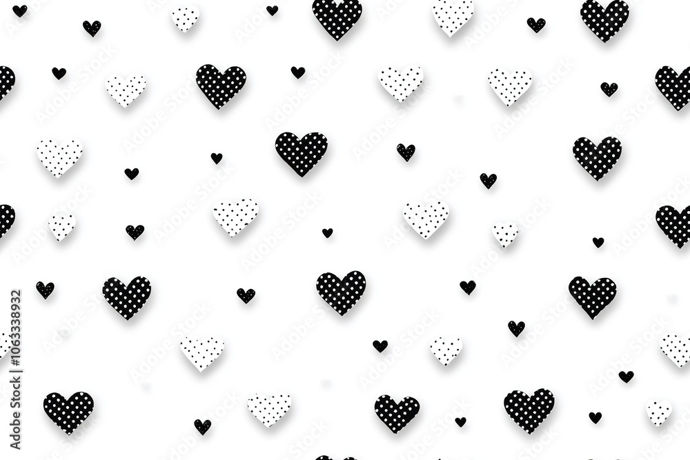 pattern of hearts in black and white, in different sizes. Stock Photo ...
