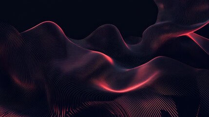 Poster - wavy detailed shape. Dark futuristic background.