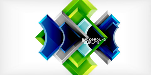 Aufkleber - Square, arrow shapes with round elements Vector Illustration For Wallpaper, Banner, Background, Card, Book Illustration, landing page