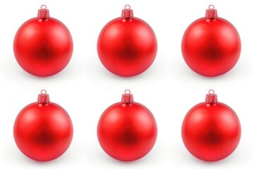 Poster - Red ornaments on white background, ideal for holiday promotions and Christmas designs