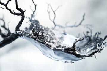 Poster - A close-up shot of a tree branch in monochrome tone, ideal for use in editorial or commercial designs