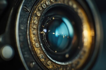 Poster - A detailed shot of a camera lens, suitable for photography and tech-related uses