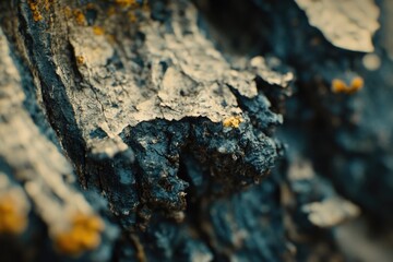 Aufkleber - A detailed view of a tree trunk covered in lichen, great for nature and environmental use