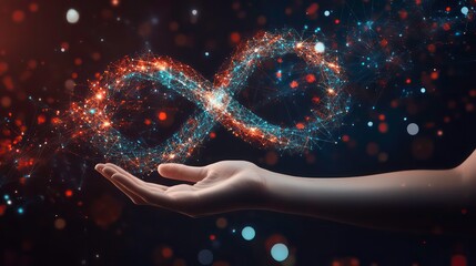 Aufkleber - A hand holding a glowing infinity symbol, representing limitless possibilities and connection.