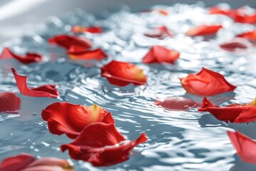 Wall Mural - A bowl filled with red flowers, suitable for decoration or as a prop in still-life photography