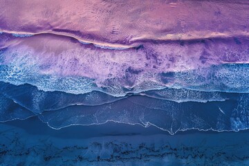 Poster - Aerial view of a beach with crashing waves, perfect for travel or lifestyle concepts